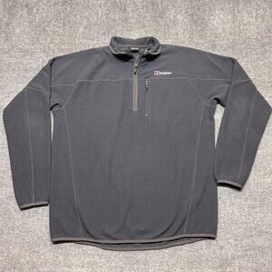 Berghaus Fleece Pullover Mens XL Gray 1/4 Zip Long Sleeve Hiking Shirt Top